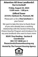 FREMONT HOUSING AUTHORITY OF FREMONT - Ad from 2023-08-09